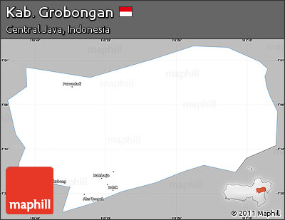 Gray Simple Map of Kab. Grobongan, single color outside