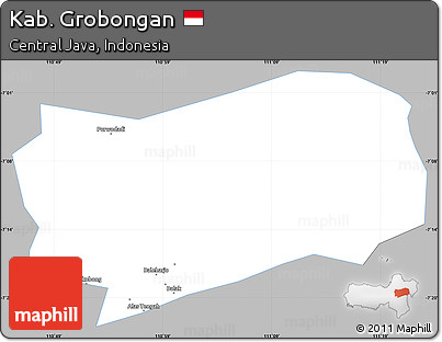 Gray Simple Map of Kab. Grobongan, single color outside