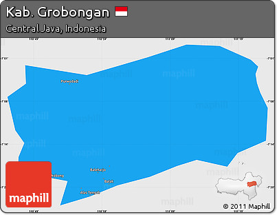 Political Simple Map of Kab. Grobongan, single color outside