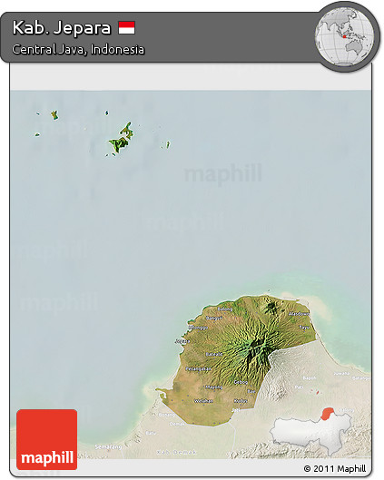 Satellite 3D Map of Kab. Jepara, lighten