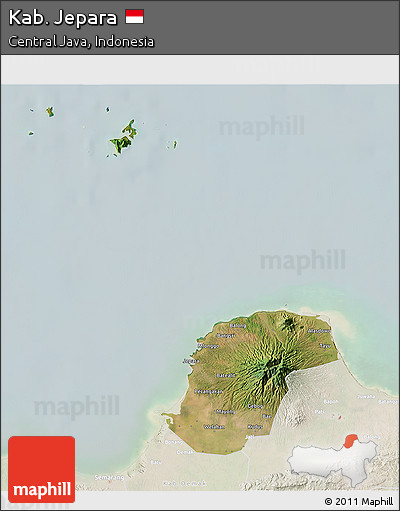 Satellite 3D Map of Kab. Jepara, lighten