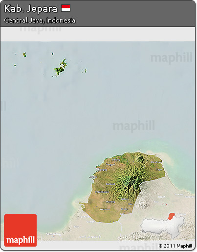 Satellite 3D Map of Kab. Jepara, lighten