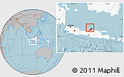 Gray Location Map of Kab. Jepara, highlighted country, hill shading