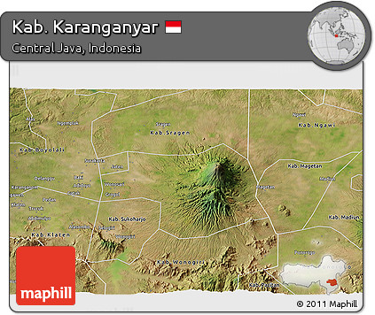 Satellite 3D Map of Kab. Karanganyar