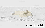 Shaded Relief Panoramic Map of Kab. Karanganyar, lighten, desaturated