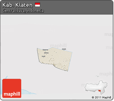 Shaded Relief 3D Map of Kab. Klaten, single color outside