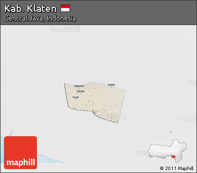 Shaded Relief 3D Map of Kab. Klaten, single color outside