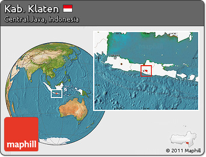 Satellite Location Map of Kab. Klaten, highlighted country