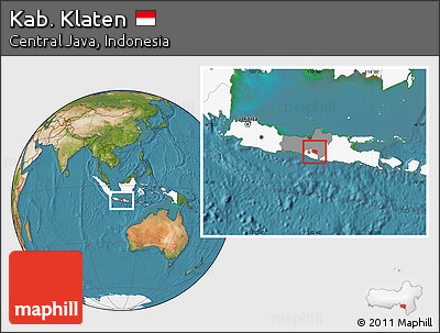 Satellite Location Map of Kab. Klaten, highlighted country, highlighted parent region