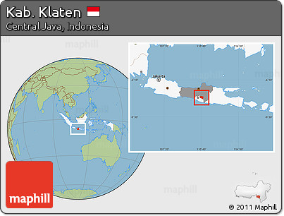 Savanna Style Location Map of Kab. Klaten, highlighted country, highlighted parent region