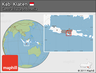 Savanna Style Location Map of Kab. Klaten, highlighted country, highlighted parent region