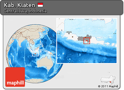 Shaded Relief Location Map of Kab. Klaten, highlighted country, highlighted parent region
