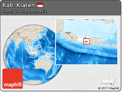 Shaded Relief Location Map of Kab. Klaten, highlighted parent region