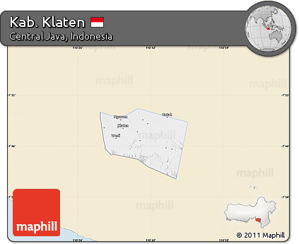 Classic Style Map of Kab. Klaten, single color outside