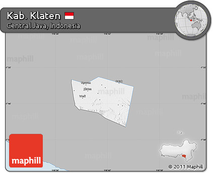 Gray Map of Kab. Klaten, single color outside