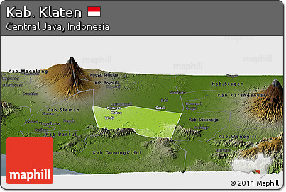 Physical Panoramic Map of Kab. Klaten, darken