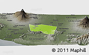 Physical Panoramic Map of Kab. Klaten, darken, semi-desaturated