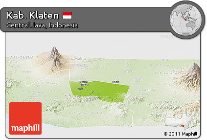 Physical Panoramic Map of Kab. Klaten, lighten