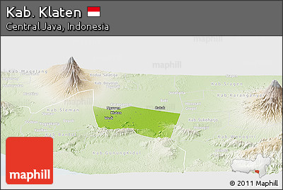 Physical Panoramic Map of Kab. Klaten, lighten