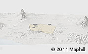 Shaded Relief Panoramic Map of Kab. Klaten, lighten, semi-desaturated
