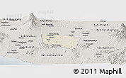 Shaded Relief Panoramic Map of Kab. Klaten, semi-desaturated