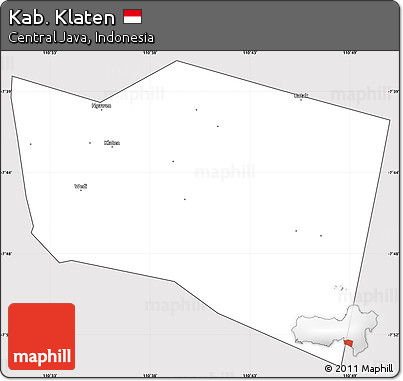 Silver Style Simple Map of Kab. Klaten, cropped outside