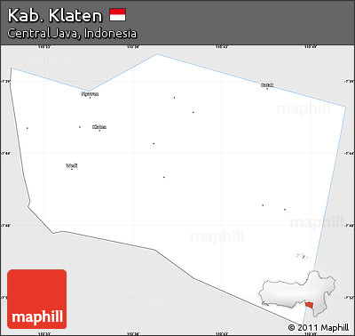 Silver Style Simple Map of Kab. Klaten, single color outside