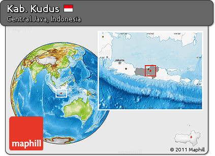 Physical Location Map of Kab. Kudus, highlighted country, highlighted parent region