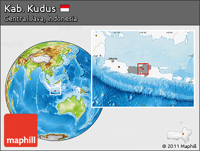 Physical Location Map of Kab. Kudus, highlighted country, highlighted parent region
