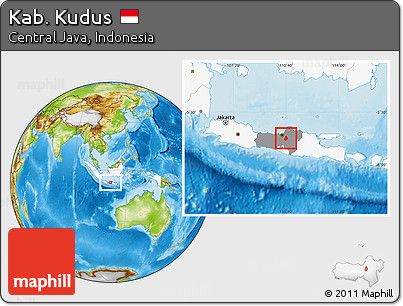 Physical Location Map of Kab. Kudus, highlighted country, highlighted parent region