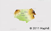 Physical 3D Map of Kab. Magelang, cropped outside