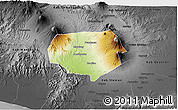 Physical 3D Map of Kab. Magelang, darken, desaturated