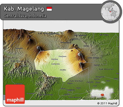 Physical 3D Map of Kab. Magelang, darken