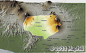 Physical 3D Map of Kab. Magelang, darken, semi-desaturated