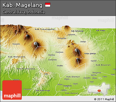 Physical 3D Map of Kab. Magelang