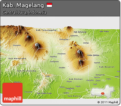 Physical 3D Map of Kab. Magelang