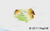 Physical 3D Map of Kab. Magelang, single color outside