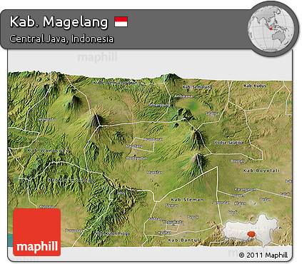 Satellite 3D Map of Kab. Magelang