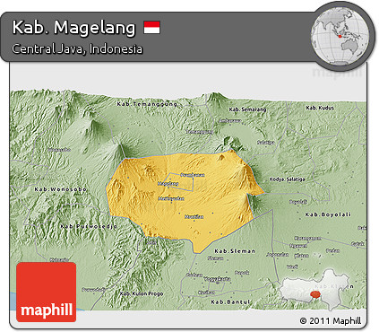 Savanna Style 3D Map of Kab. Magelang