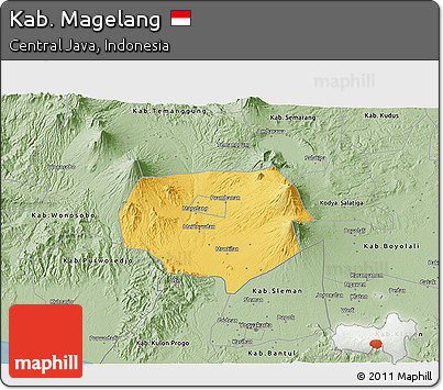 Savanna Style 3D Map of Kab. Magelang