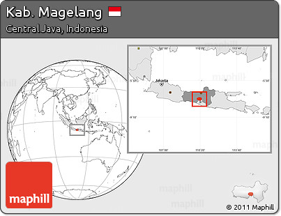 Blank Location Map of Kab. Magelang, highlighted country, highlighted parent region