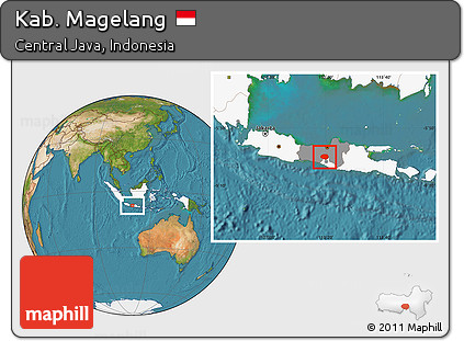 Satellite Location Map of Kab. Magelang, highlighted country, highlighted parent region