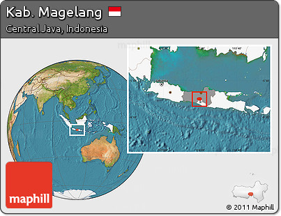 Satellite Location Map of Kab. Magelang, highlighted country, highlighted parent region