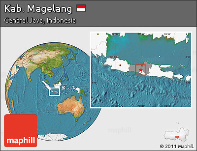 Satellite Location Map of Kab. Magelang, highlighted country, highlighted parent region