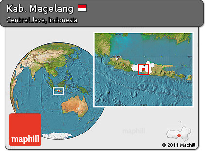 Satellite Location Map of Kab. Magelang, highlighted parent region