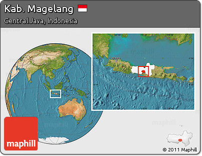 Satellite Location Map of Kab. Magelang, highlighted parent region
