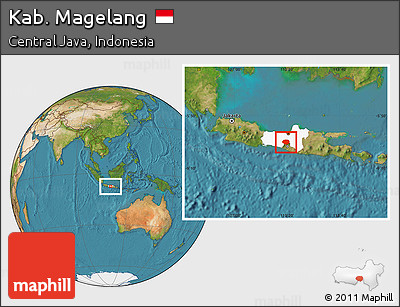 Satellite Location Map of Kab. Magelang, highlighted parent region