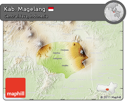 Physical Map of Kab. Magelang, lighten