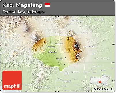 Physical Map of Kab. Magelang, lighten