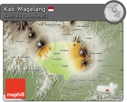 Physical Map of Kab. Magelang, semi-desaturated